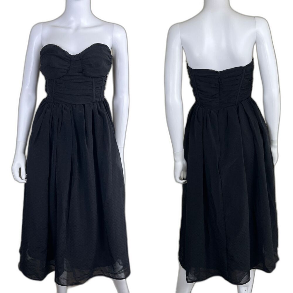Lulu's Women's Size XL Stunning Sweetie Black Strapless Bustier Midi Dress NEW